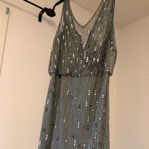 Adriana Papell silver sequence dress